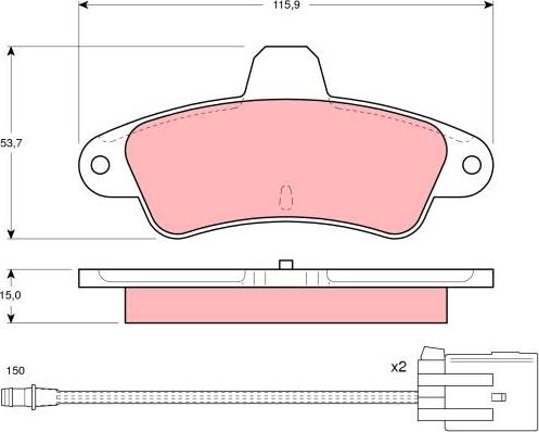 TRW GDB1112 - Комплект спирачно феродо, дискови спирачки vvparts.bg