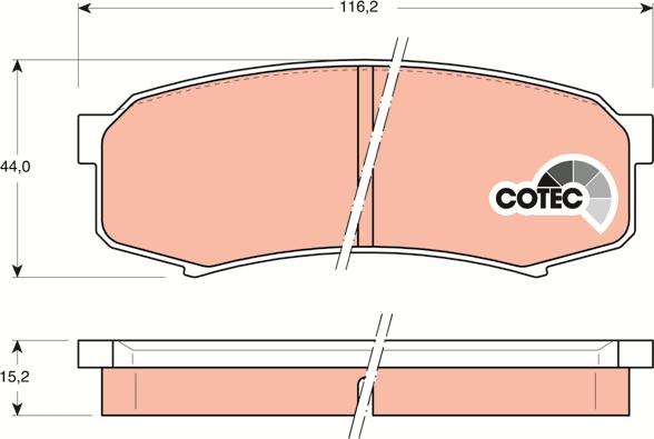 TRW GDB1182 - Комплект спирачно феродо, дискови спирачки vvparts.bg