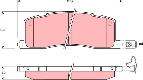 TRW GDB1138 - Комплект спирачно феродо, дискови спирачки vvparts.bg