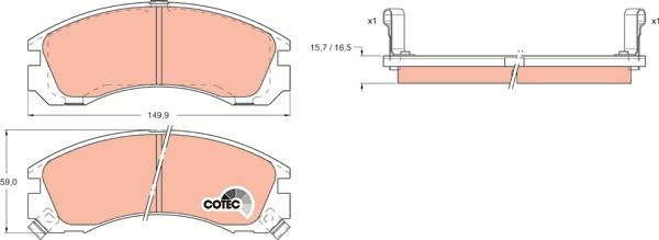 TRW GDB1126 - Комплект спирачно феродо, дискови спирачки vvparts.bg