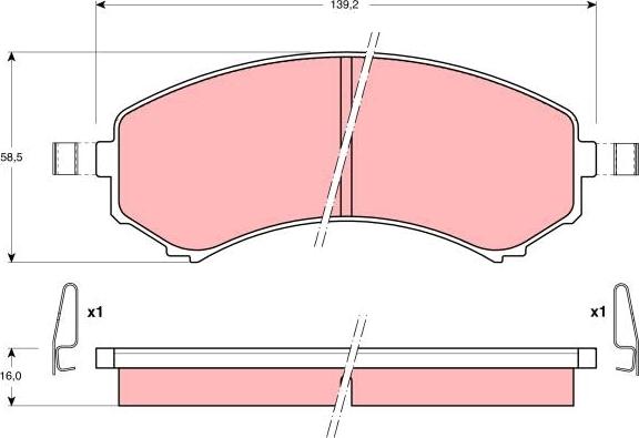 TRW GDB1176 - Комплект спирачно феродо, дискови спирачки vvparts.bg