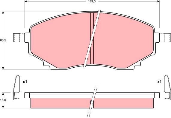 TRW GDB1177 - Комплект спирачно феродо, дискови спирачки vvparts.bg