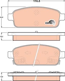 TRW GDB1844 - Комплект спирачно феродо, дискови спирачки vvparts.bg