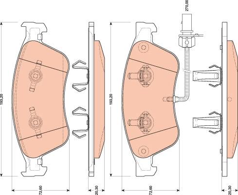 TRW GDB1811 - Комплект спирачно феродо, дискови спирачки vvparts.bg