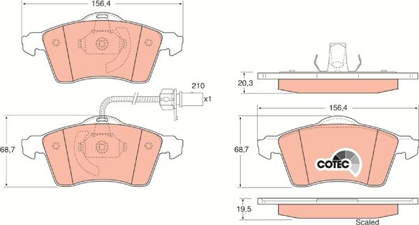 TRW GDB1391 - Комплект спирачно феродо, дискови спирачки vvparts.bg