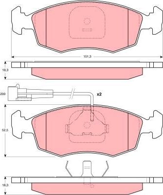 TRW GDB1341 - Комплект спирачно феродо, дискови спирачки vvparts.bg