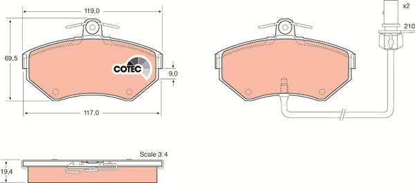 TRW GDB1366 - Комплект спирачно феродо, дискови спирачки vvparts.bg