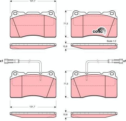 TRW GDB1363 - Комплект спирачно феродо, дискови спирачки vvparts.bg