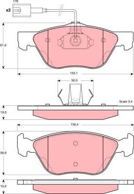 TRW GDB1362 - Комплект спирачно феродо, дискови спирачки vvparts.bg