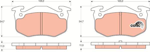 TRW GDB1305 - Комплект спирачно феродо, дискови спирачки vvparts.bg