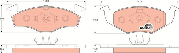 TRW GDB1306 - Комплект спирачно феродо, дискови спирачки vvparts.bg