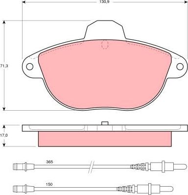 TRW GDB1301 - Комплект спирачно феродо, дискови спирачки vvparts.bg