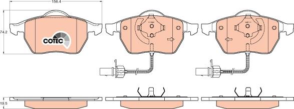 TRW GDB1307 - Комплект спирачно феродо, дискови спирачки vvparts.bg