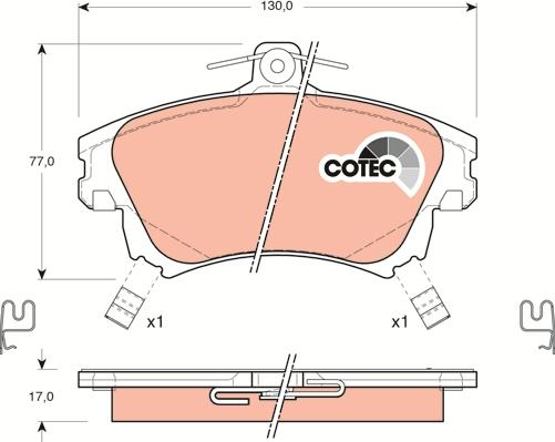 TRW GDB1313 - Комплект спирачно феродо, дискови спирачки vvparts.bg