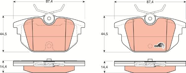 TRW GDB1333 - Комплект спирачно феродо, дискови спирачки vvparts.bg