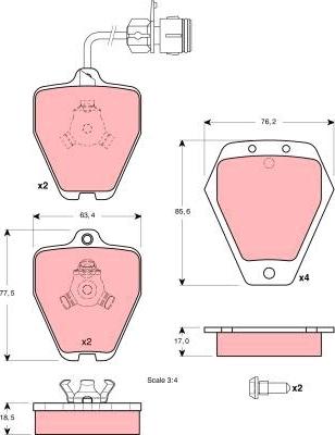 TRW GDB1329 - Комплект спирачно феродо, дискови спирачки vvparts.bg