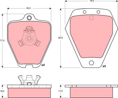 TRW GDB1323 - Комплект спирачно феродо, дискови спирачки vvparts.bg