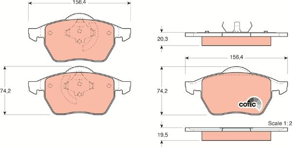 TRW GDB1376 - Комплект спирачно феродо, дискови спирачки vvparts.bg