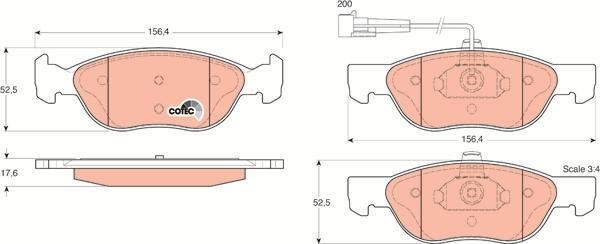 TRW GDB1290 - Комплект спирачно феродо, дискови спирачки vvparts.bg