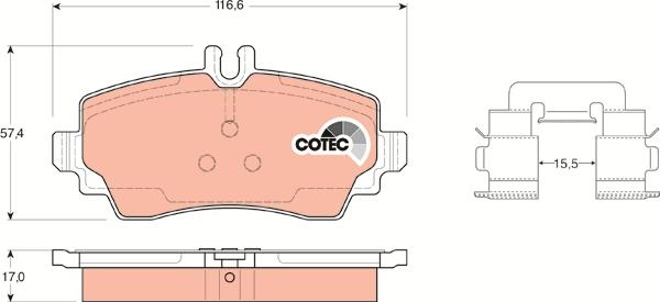 TRW GDB1292 - Комплект спирачно феродо, дискови спирачки vvparts.bg