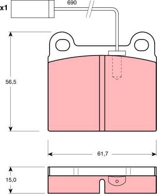 TRW GDB1252 - Комплект спирачно феродо, дискови спирачки vvparts.bg