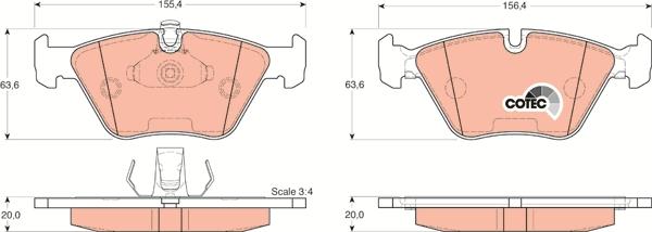 TRW GDB1264 - Комплект спирачно феродо, дискови спирачки vvparts.bg