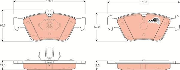 TRW GDB1205 - Комплект спирачно феродо, дискови спирачки vvparts.bg