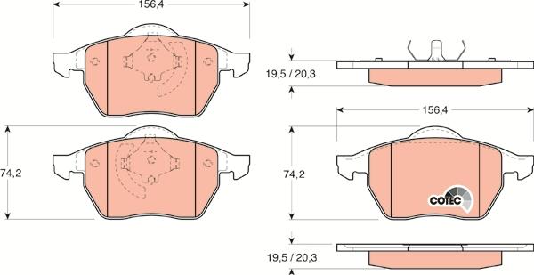 TRW GDB1200 - Комплект спирачно феродо, дискови спирачки vvparts.bg