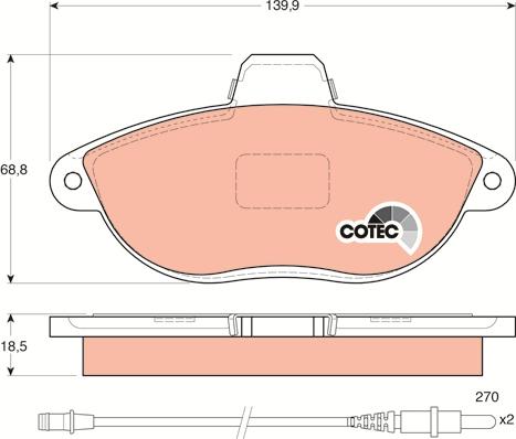 TRW GDB1216 - Комплект спирачно феродо, дискови спирачки vvparts.bg