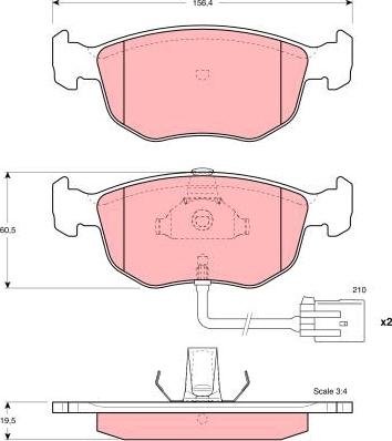 TRW GDB1213 - Комплект спирачно феродо, дискови спирачки vvparts.bg