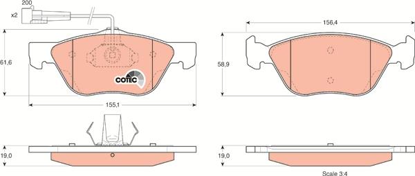 TRW GDB1212 - Комплект спирачно феродо, дискови спирачки vvparts.bg