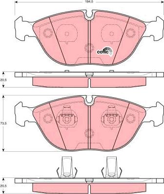 TRW GDB1285 - Комплект спирачно феродо, дискови спирачки vvparts.bg