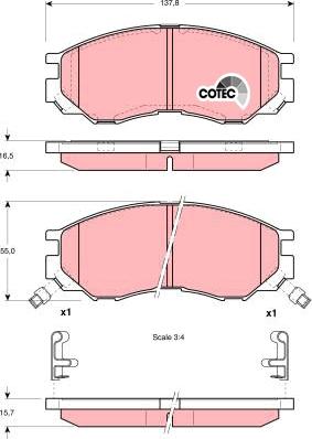 TRW GDB1286UT - Комплект спирачно феродо, дискови спирачки vvparts.bg