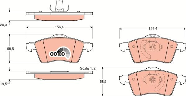 TRW GDB1282 - Комплект спирачно феродо, дискови спирачки vvparts.bg