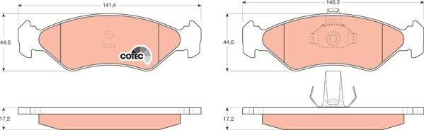 TRW GDB1221 - Комплект спирачно феродо, дискови спирачки vvparts.bg