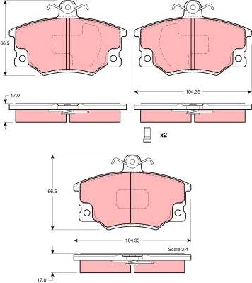 TRW GDB1223 - Комплект спирачно феродо, дискови спирачки vvparts.bg