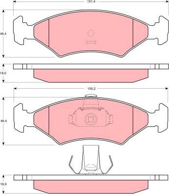 TRW GDB1222 - Комплект спирачно феродо, дискови спирачки vvparts.bg