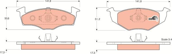 TRW GDB1274 - Комплект спирачно феродо, дискови спирачки vvparts.bg