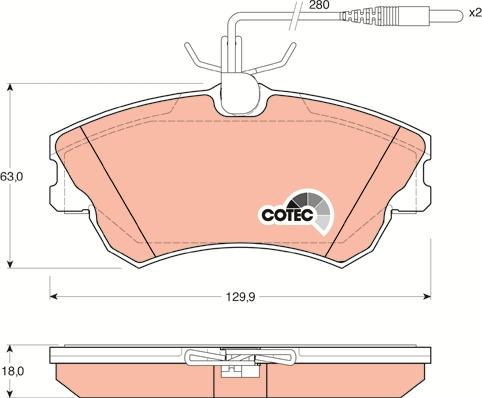 TRW GDB1270 - Комплект спирачно феродо, дискови спирачки vvparts.bg