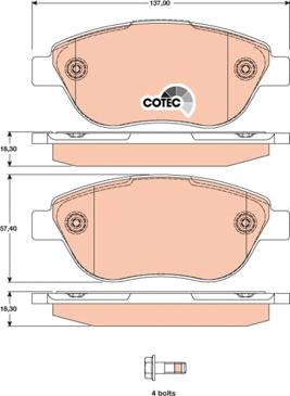 TRW GDB1750 - Комплект спирачно феродо, дискови спирачки vvparts.bg