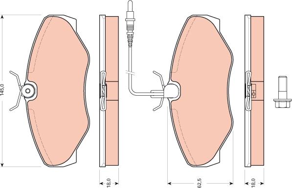 TRW GDB1760 - Комплект спирачно феродо, дискови спирачки vvparts.bg