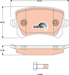 TRW GDB1763 - Комплект спирачно феродо, дискови спирачки vvparts.bg