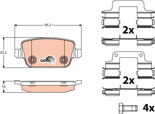 TRW GDB1708 - Комплект спирачно феродо, дискови спирачки vvparts.bg