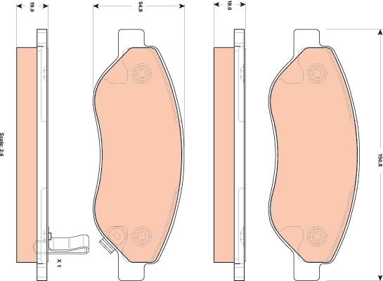 TRW GDB1713 - Комплект спирачно феродо, дискови спирачки vvparts.bg