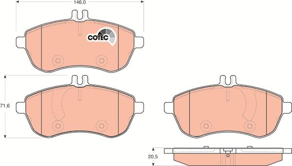 TRW GDB1736 - Комплект спирачно феродо, дискови спирачки vvparts.bg