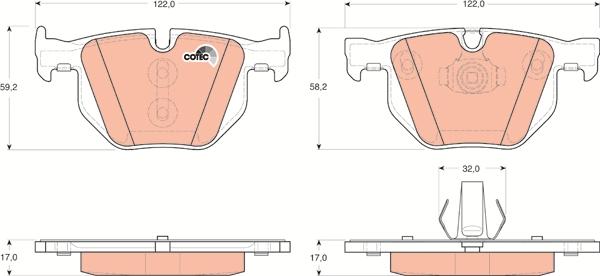 TRW GDB1730 - Комплект спирачно феродо, дискови спирачки vvparts.bg