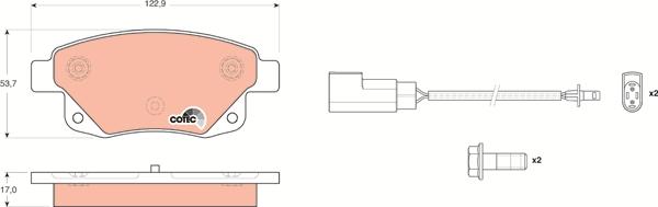 TRW GDB1725 - Комплект спирачно феродо, дискови спирачки vvparts.bg