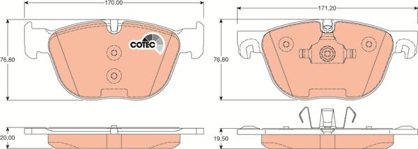 TRW GDB1726 - Комплект спирачно феродо, дискови спирачки vvparts.bg