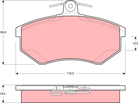 TRW GDB854 - Комплект спирачно феродо, дискови спирачки vvparts.bg