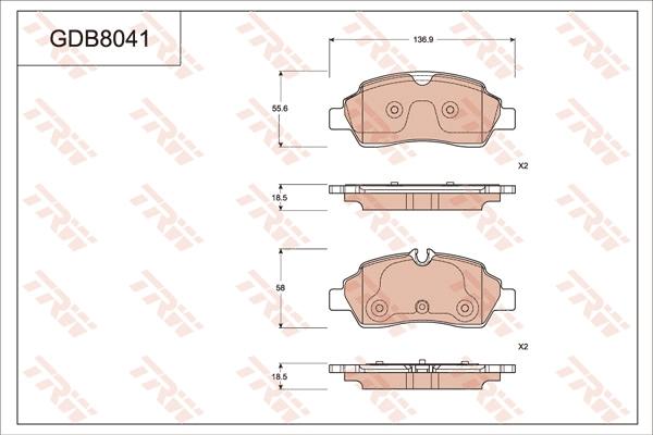 TRW GDB8041 - Комплект спирачно феродо, дискови спирачки vvparts.bg